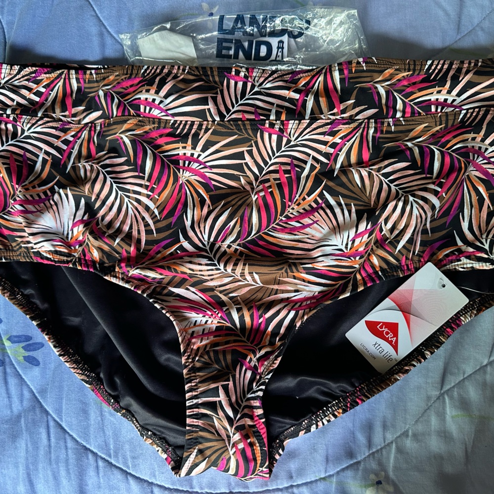 NEW Land’s End Women’s Plus Sz 24 High Rise Tummy Control Swim Bottoms Tropical